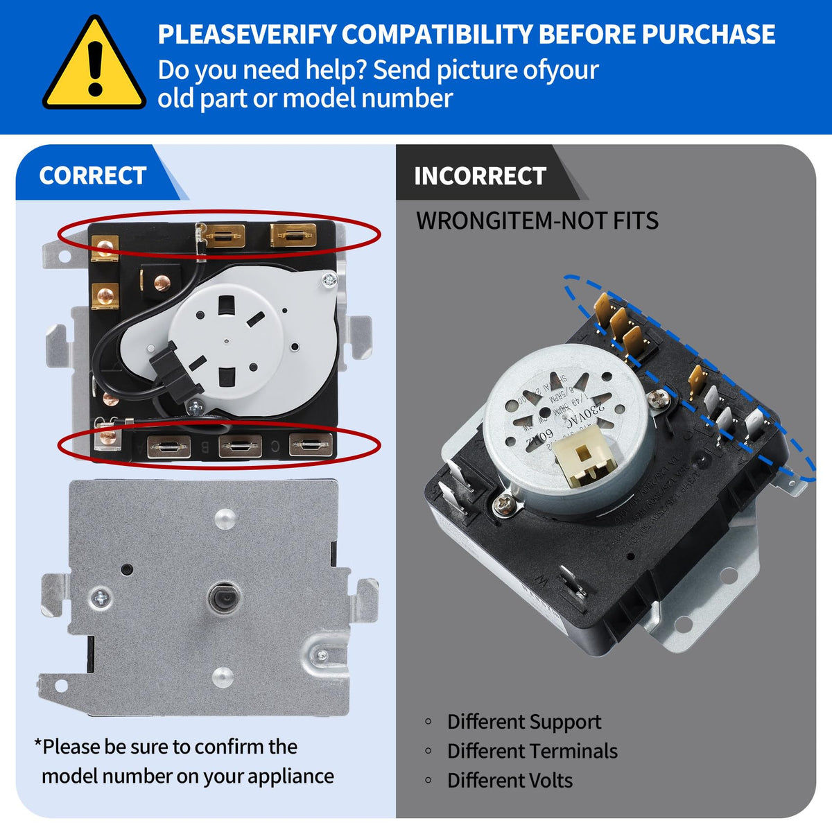 WE04X24551 234D2377P001 Timer Compatible with GTD45EASJ2WS GTD45GASJ1WS