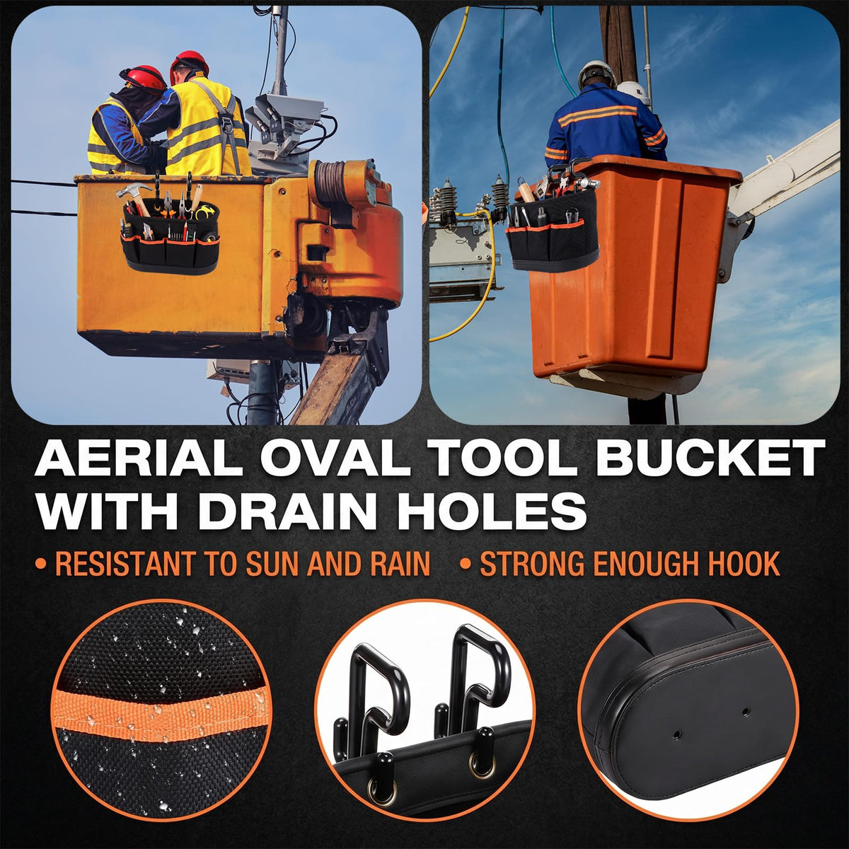 SilTriangle Bucket Truck Accessories, Tool Bag Organizer with 2 Hook, 1 Pcs