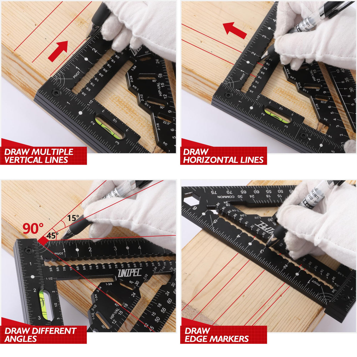 UNIPEC 7.5 inch Rafter Square with Level and Pivot