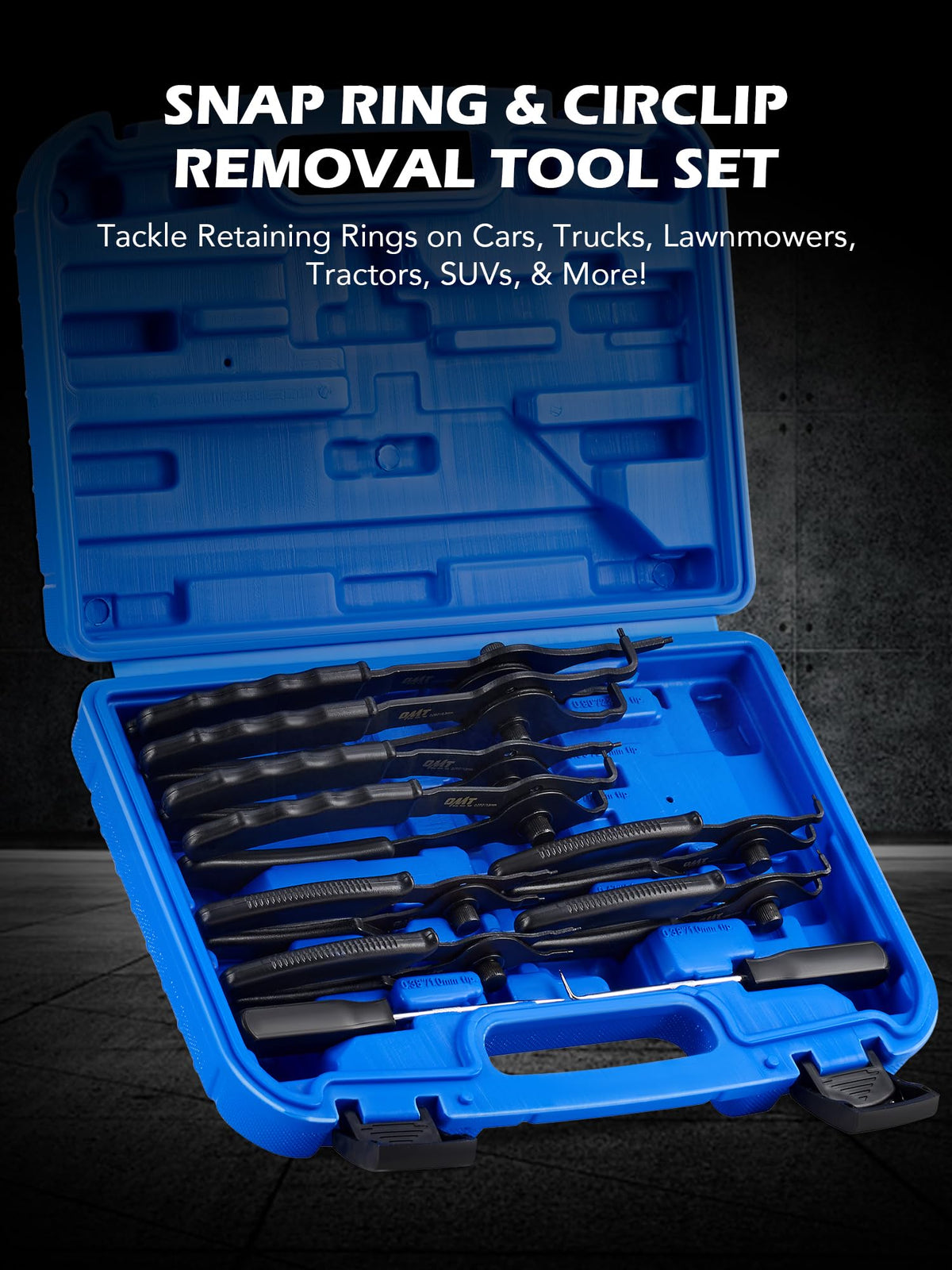 OMT Snap Ring Pliers, 10Pc Internal External Circlip Set With Hook And Pick