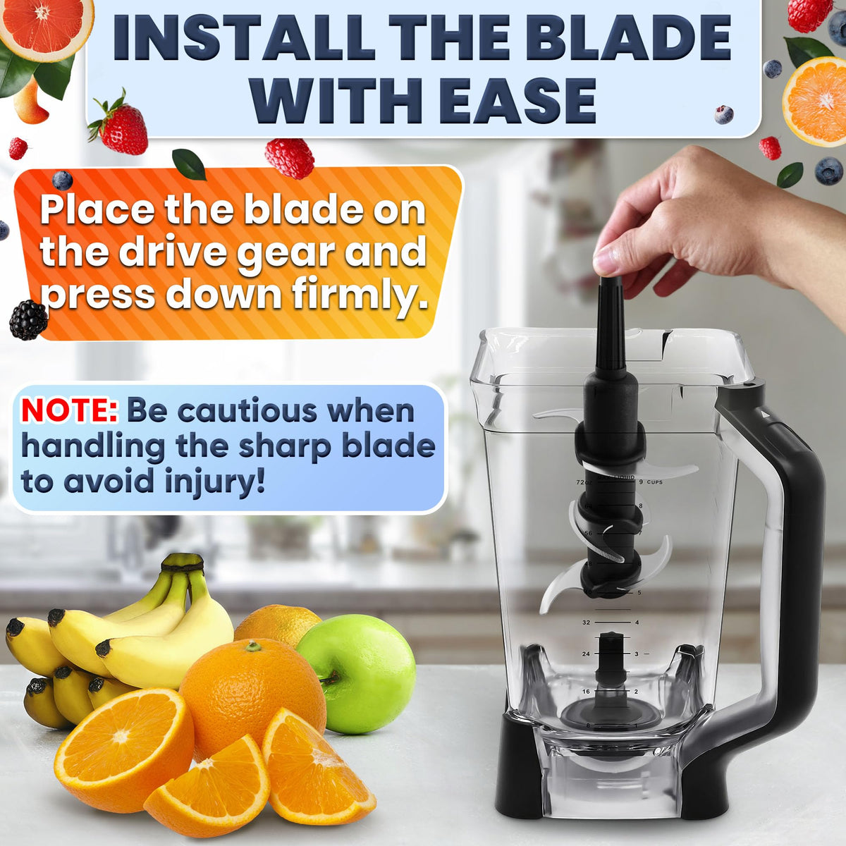 Blender Blade Replacement for 72 Oz Pitcher, Stainless Steel