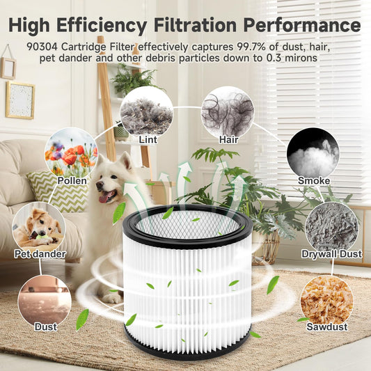QUIENKITCH 2 Pack 90304 Replacement Filter Kit for Shop Vac 5 Gal