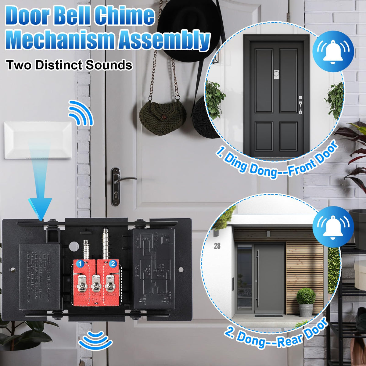Wired Doorbell Chime Mechanism Assembly, Core Replacement, 16V 10VA