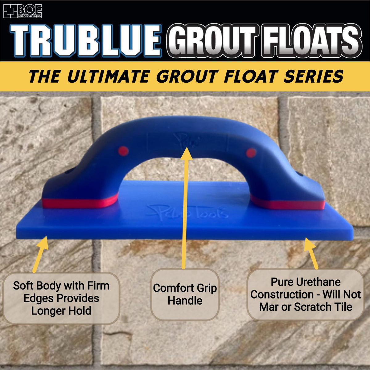 TruBlue Urethane Grout Float for Tile, 3-1/2"x 9"