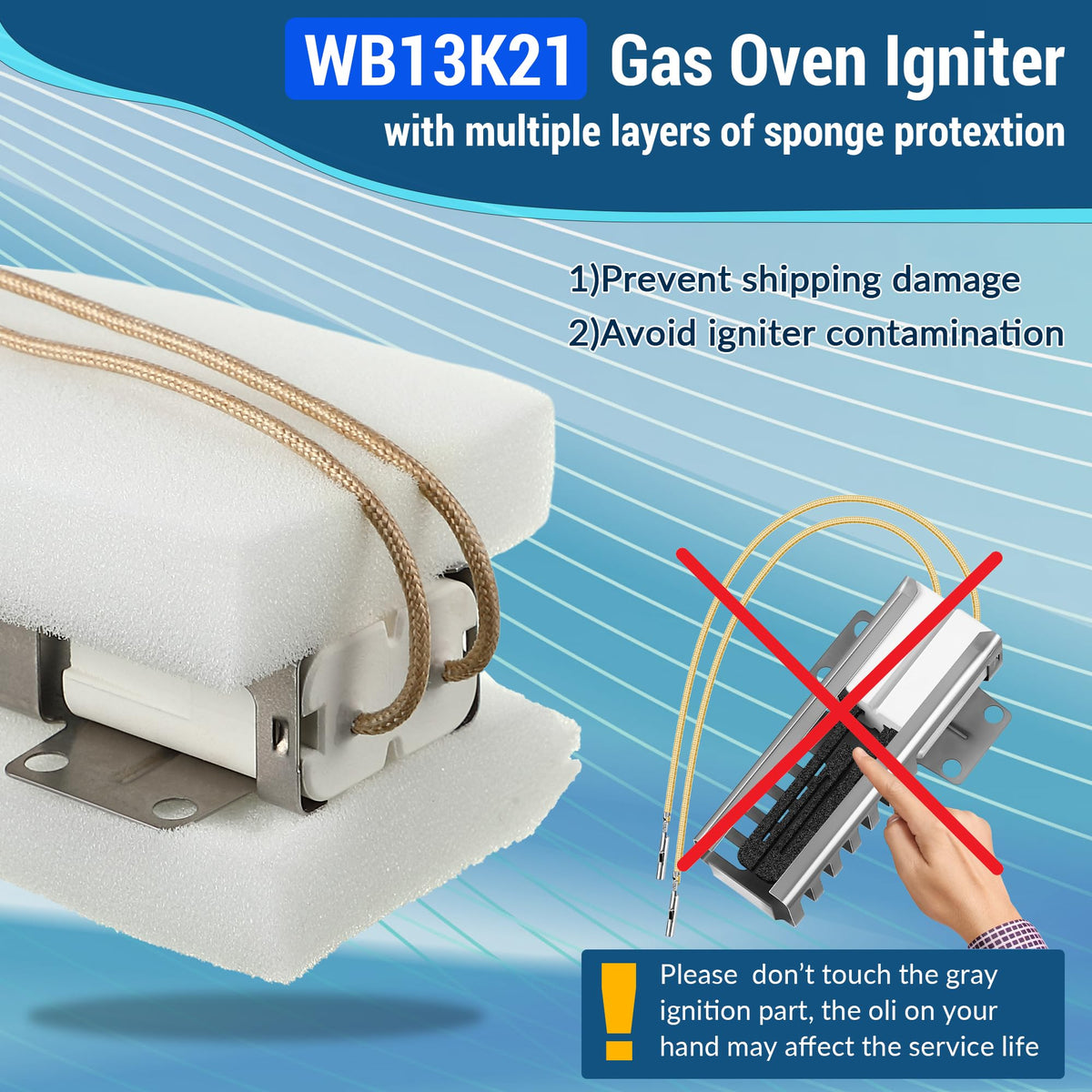 Gas Oven Igniter Compatible with WB13K21, IG9998, AP2020569 PS231280(1 Pc）