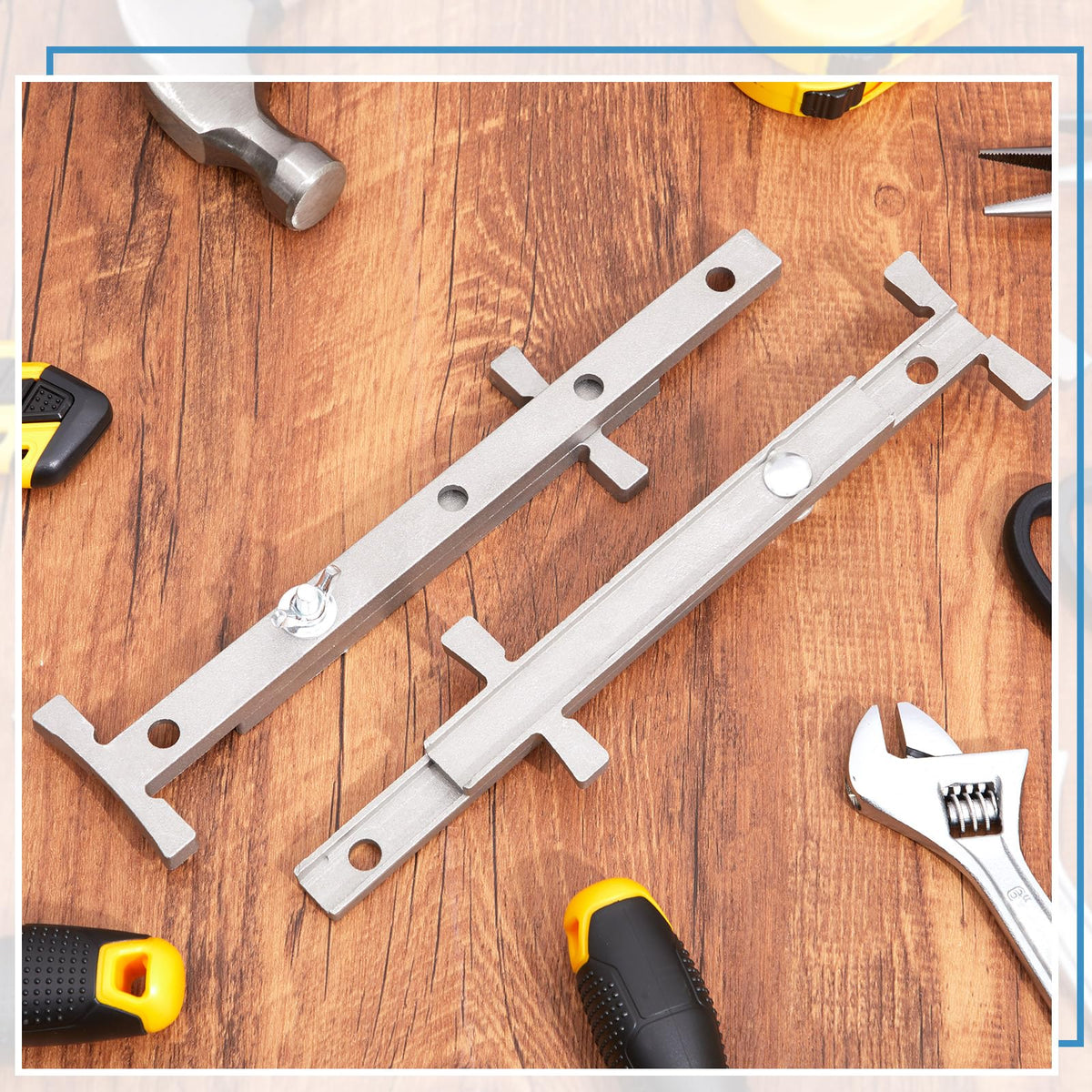 DoubleFill 2 Pair Aluminum Line Stretchers Adjustable 4-12 Inch, Heavy Duty Sliding Blocks for Masonry Tools, Line for Bricklaying (Natural)