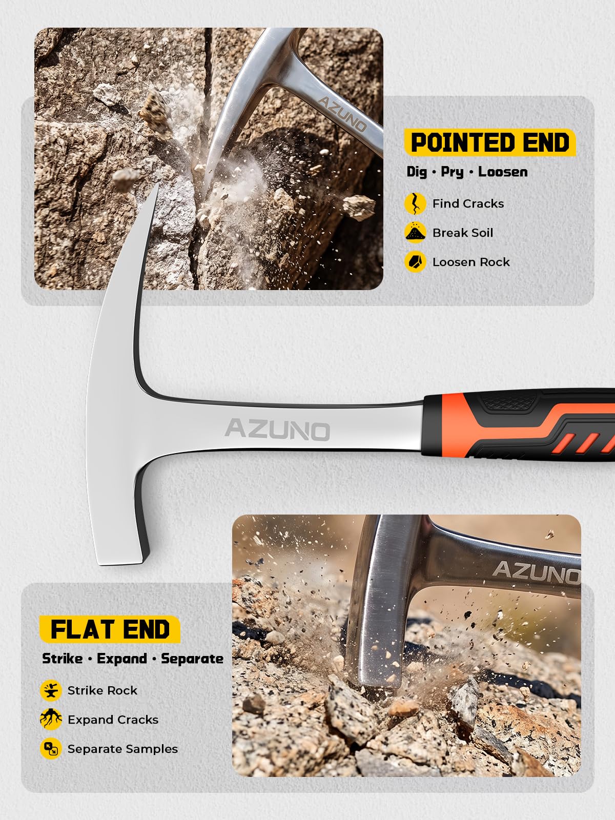 AZUNO 32 OZ Geology Rock Hammer Set, 2 Pack Forged Steel