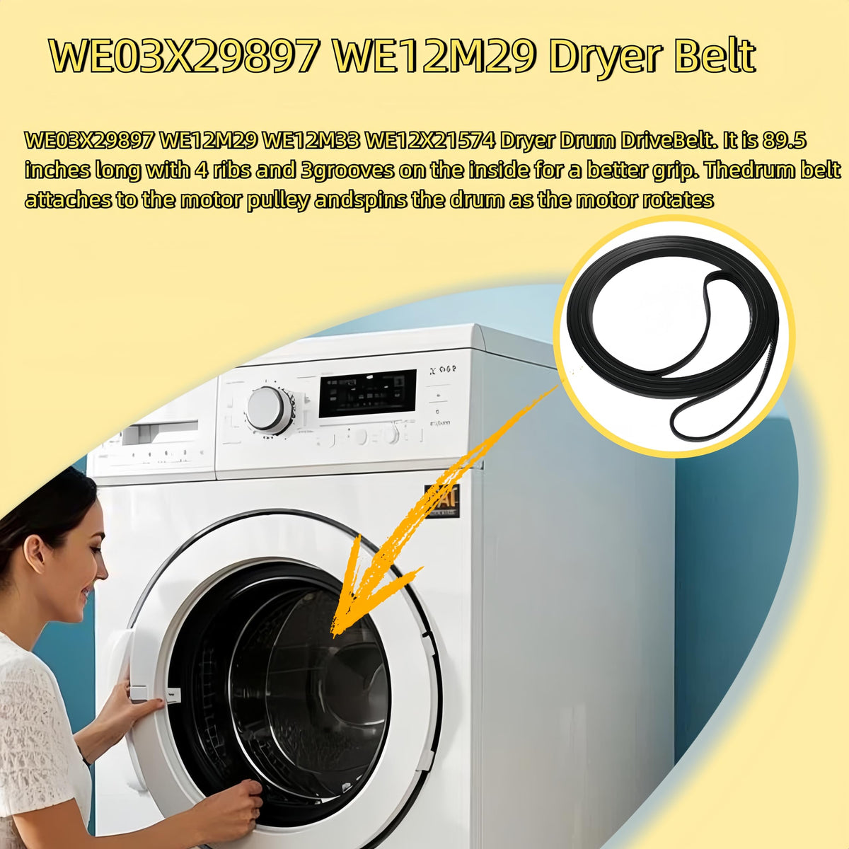 WE03X29897 WE12M29 Dryer Belt Compatible with GE/Hotpoint Dryers