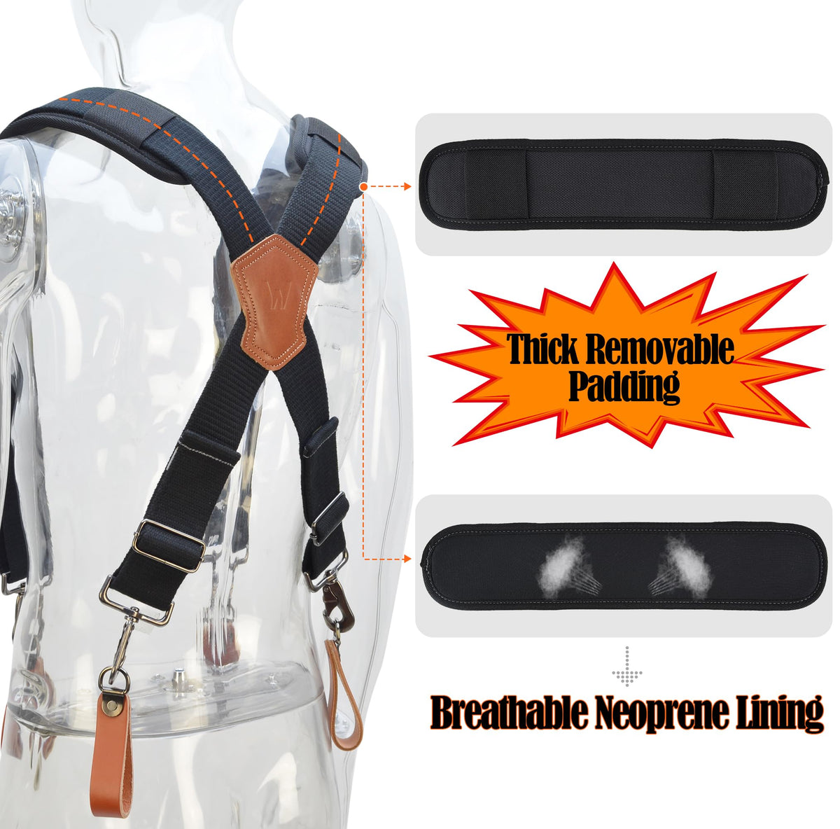 WELKINLAND Lightweight Tool Belt Suspenders, Carpenter Tool Bag Suspenders