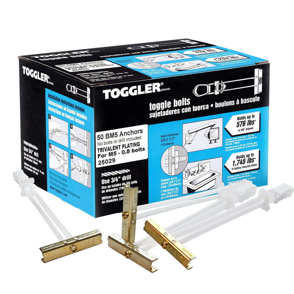 TOGGLER SNAPTOGGLE BM5 Toggle Anchor, 50 Pack, No Bolts