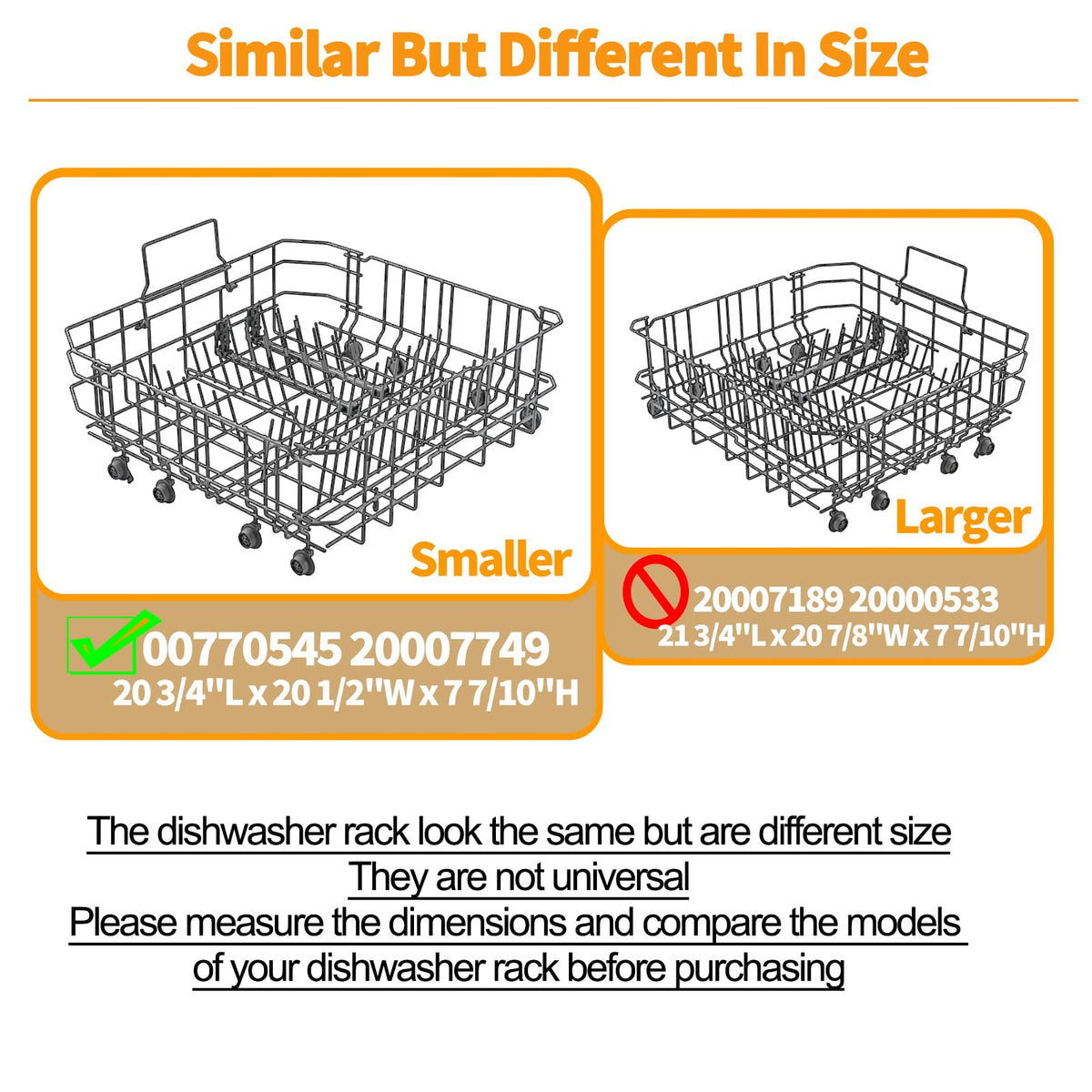 Upgraded 00770545 20007749 Dishwasher Lower Rack R