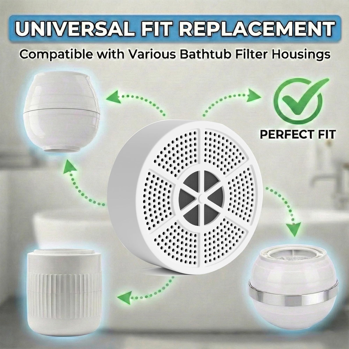 Vxcellent Bath Water Filter Cartridge, Bathtub Filter Replacement, Filter For Bathtub Bath Faucet Replacement Cartridge (2 Pack)