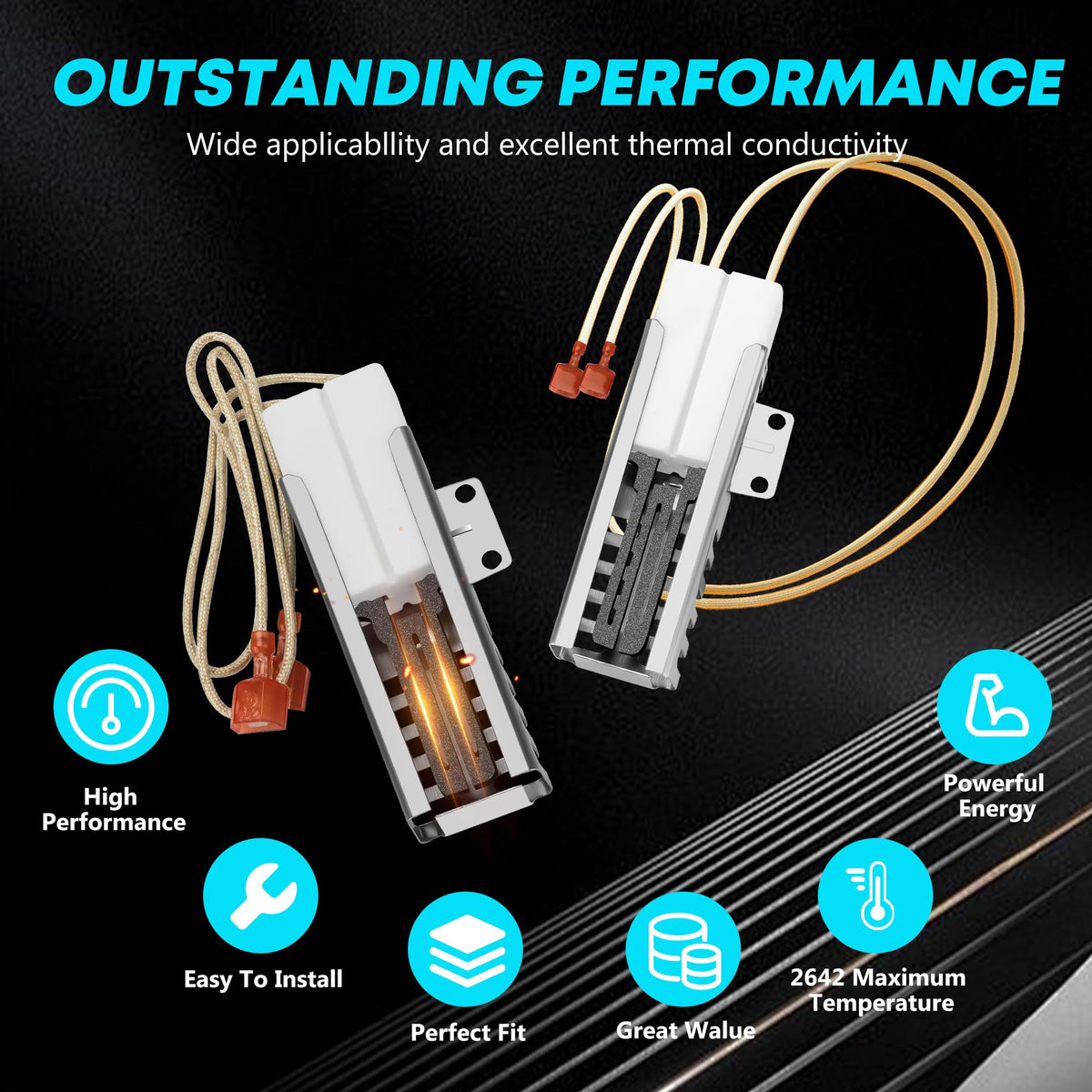 (2 PCS) PB040001 Viking Ignitor - Gas Range Oven Igniter for Viking Ranges