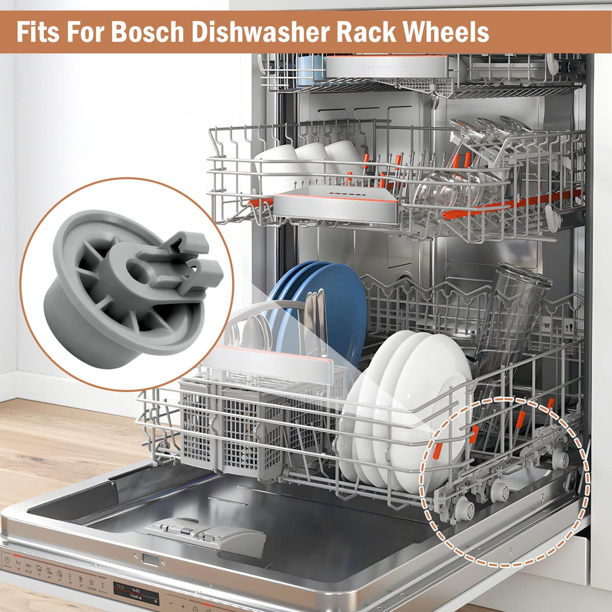 10016657 Fits for Bosch Dishwasher Extended Lower Rack Wheel Kit Replacement for Bosch Dishwasher Rack Wheels (4pack)