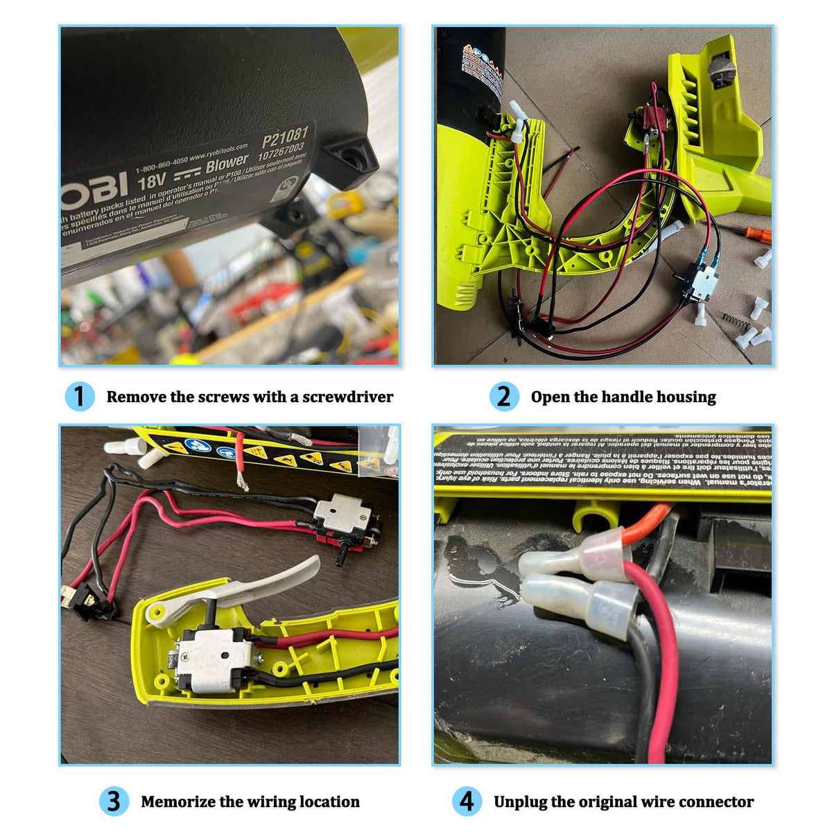 291632001 Genuine Switch Wiring Harness OME Part for Ryobi Leaf Blower (UL)