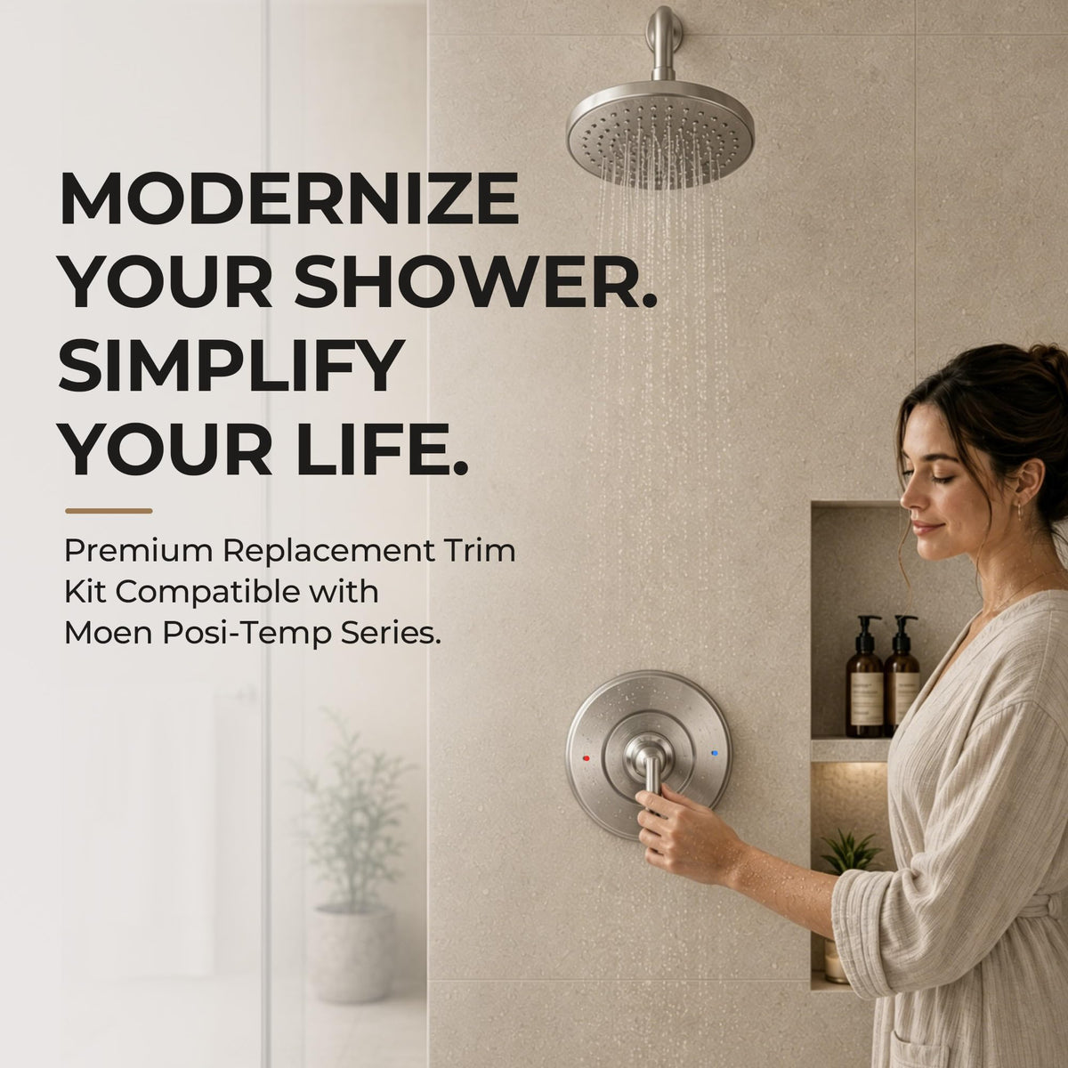 T2901BG Shower Valve Trim Kit Compatible with Moen, Gold