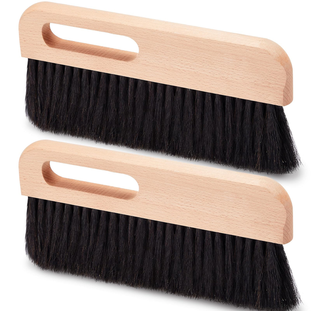 Singhoow 2 Pcs Concrete Brush Horsehair Bristles 12 Inch Length Masonry Brush Wood Backed Concrete Broom for Masonry and Mortar Work Black Horsehair Fibers