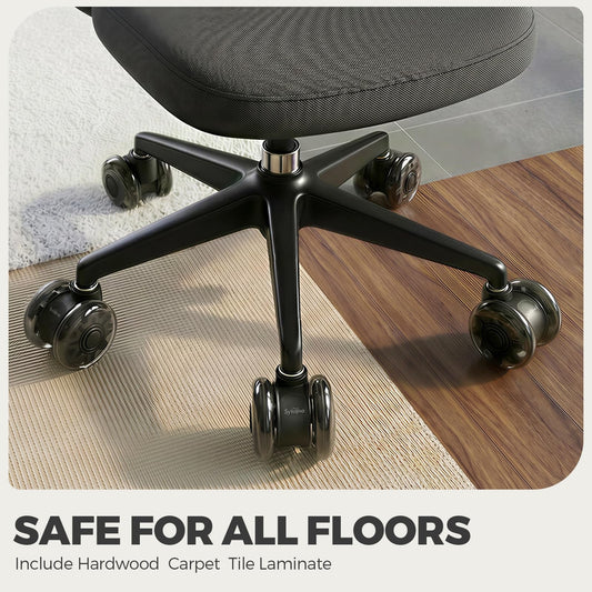 Sytopia 3-Inch Office Chair Wheels Set of 5, Quiet & Smooth Casters for Hardwood & Carpet, Universal Fit 11x22mm Replacement Wheels for Gaming Chairs, Heavy-Duty Supports 1000 lbs, Black
