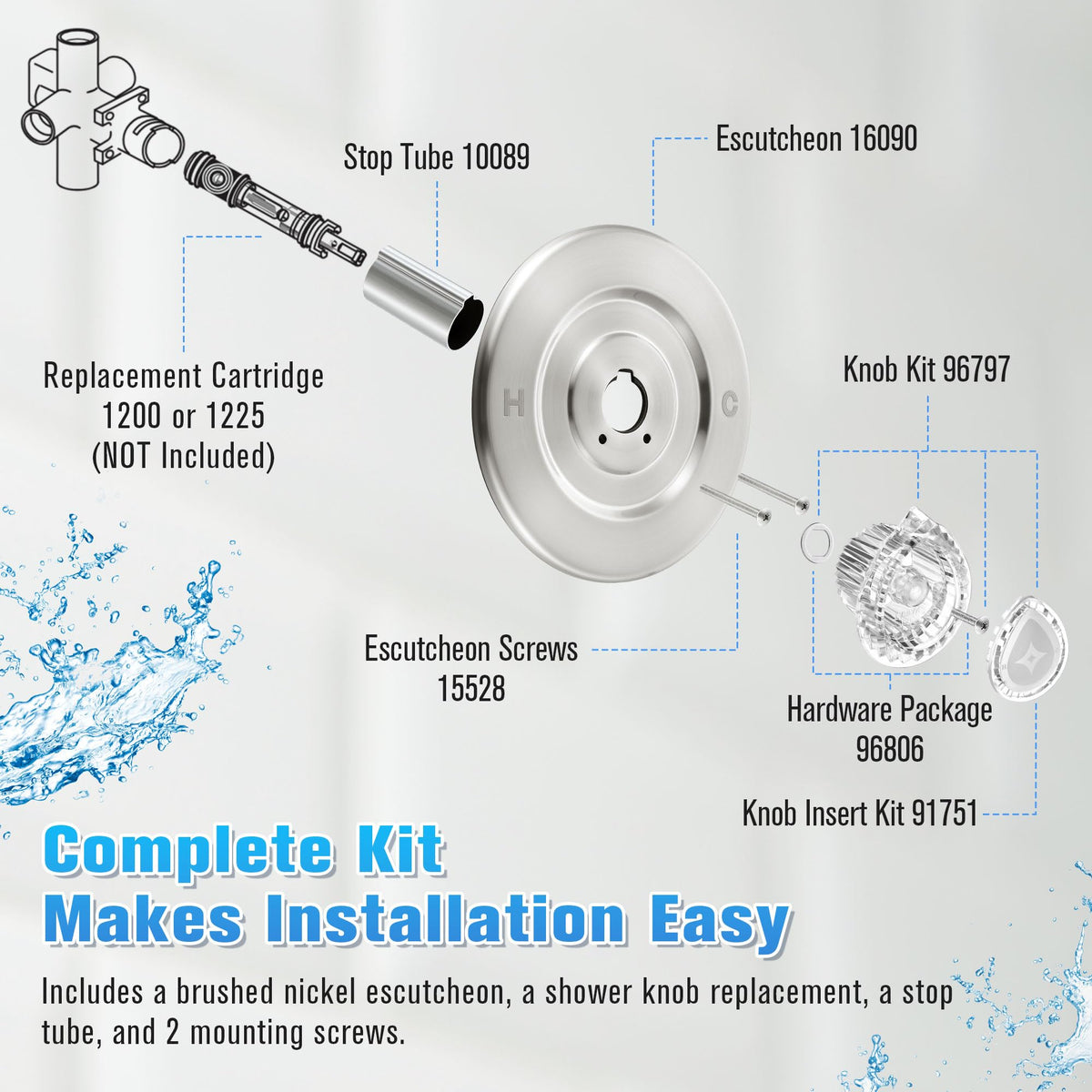 Shower Trim Kit Compatible with Moen Chateau T470 (Chrome,Knob)