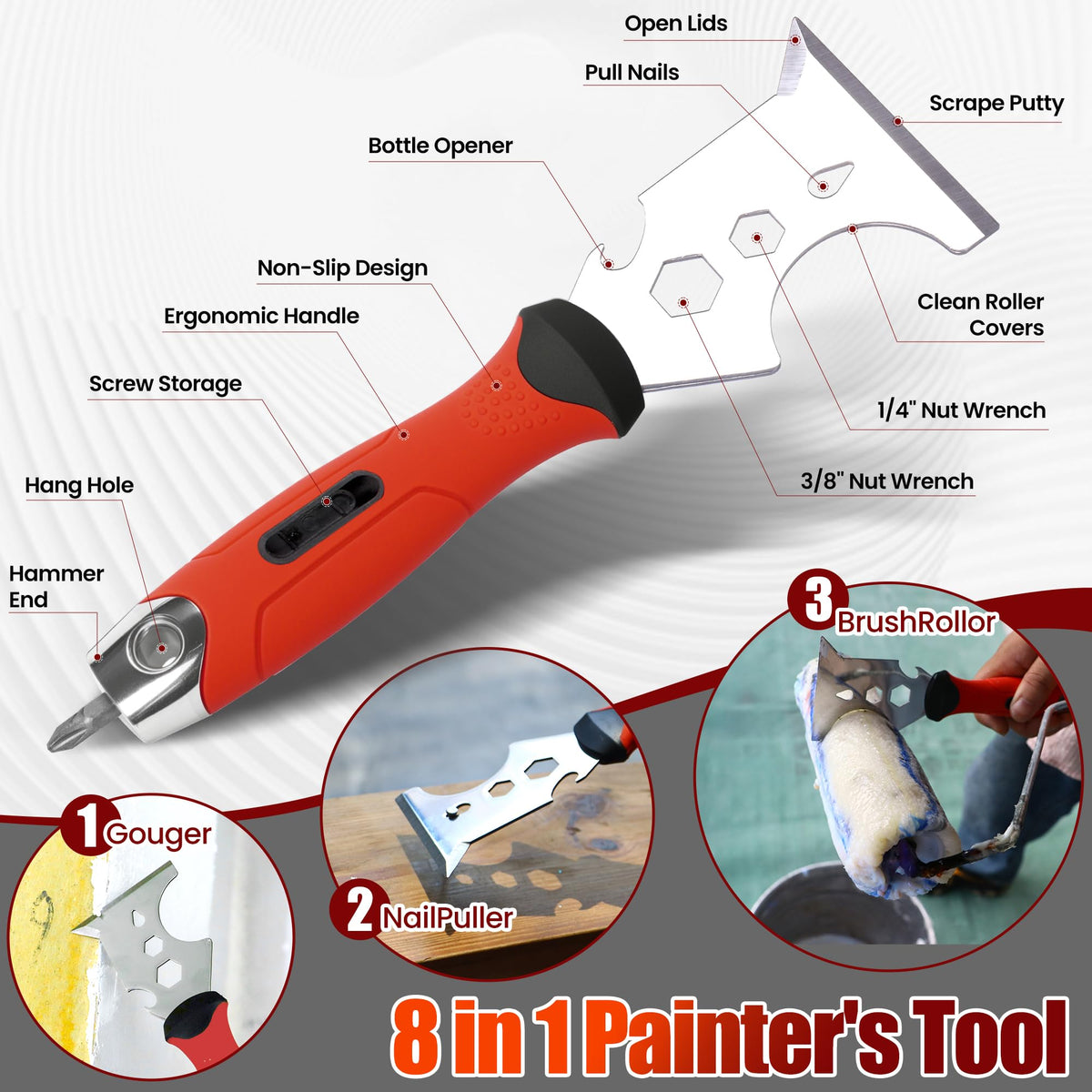 SUMED Drywall Tool Kit Putty Knife Set, 8PCS