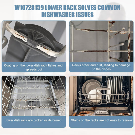W10728159 Lower Rack Compatible with Maytag/Kenmore/KitchenAid Dishwashers
