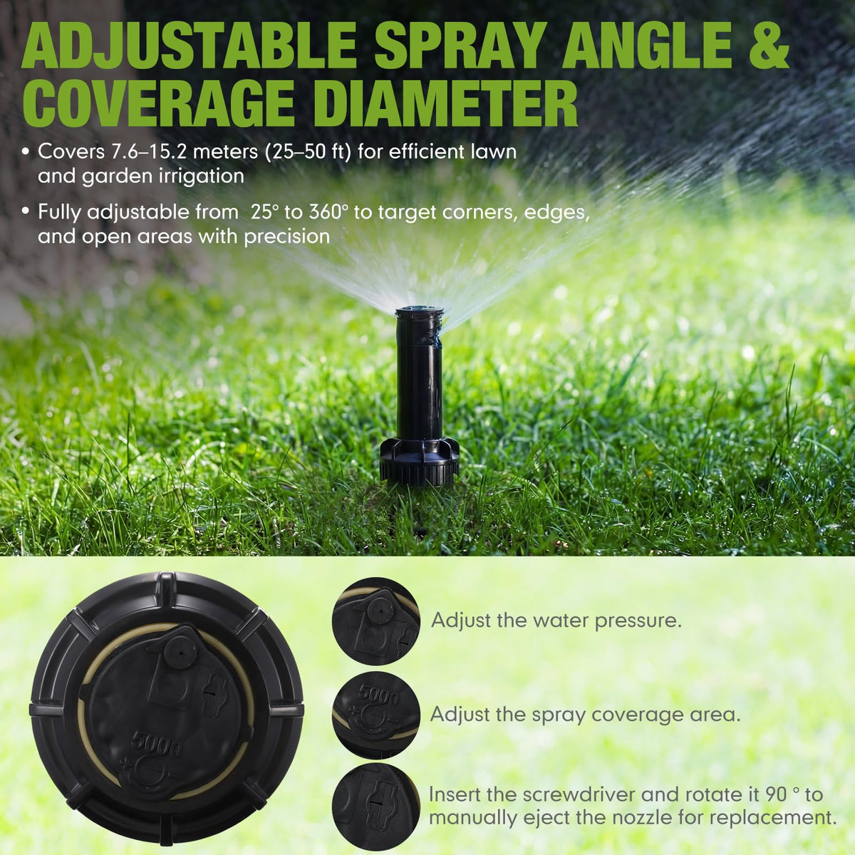 Chicmount 4 Pack Sprinkler Head Compatible with Rain Bird 5000 Series