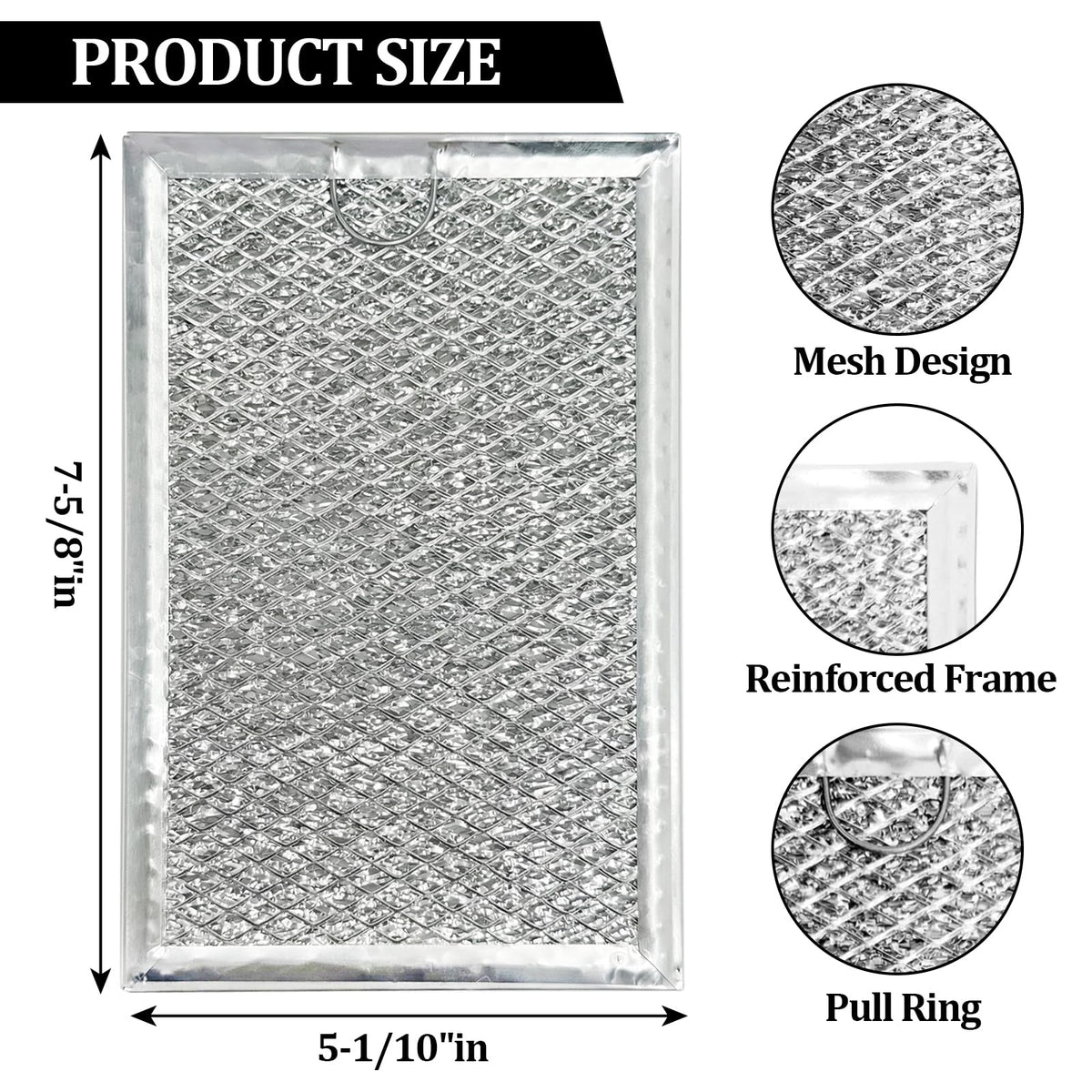Microwave Grease Filter Replacement 5-1/8" x 7-5/8" Compatible with Over-the-Range Microwave Ovens (2 Pack）