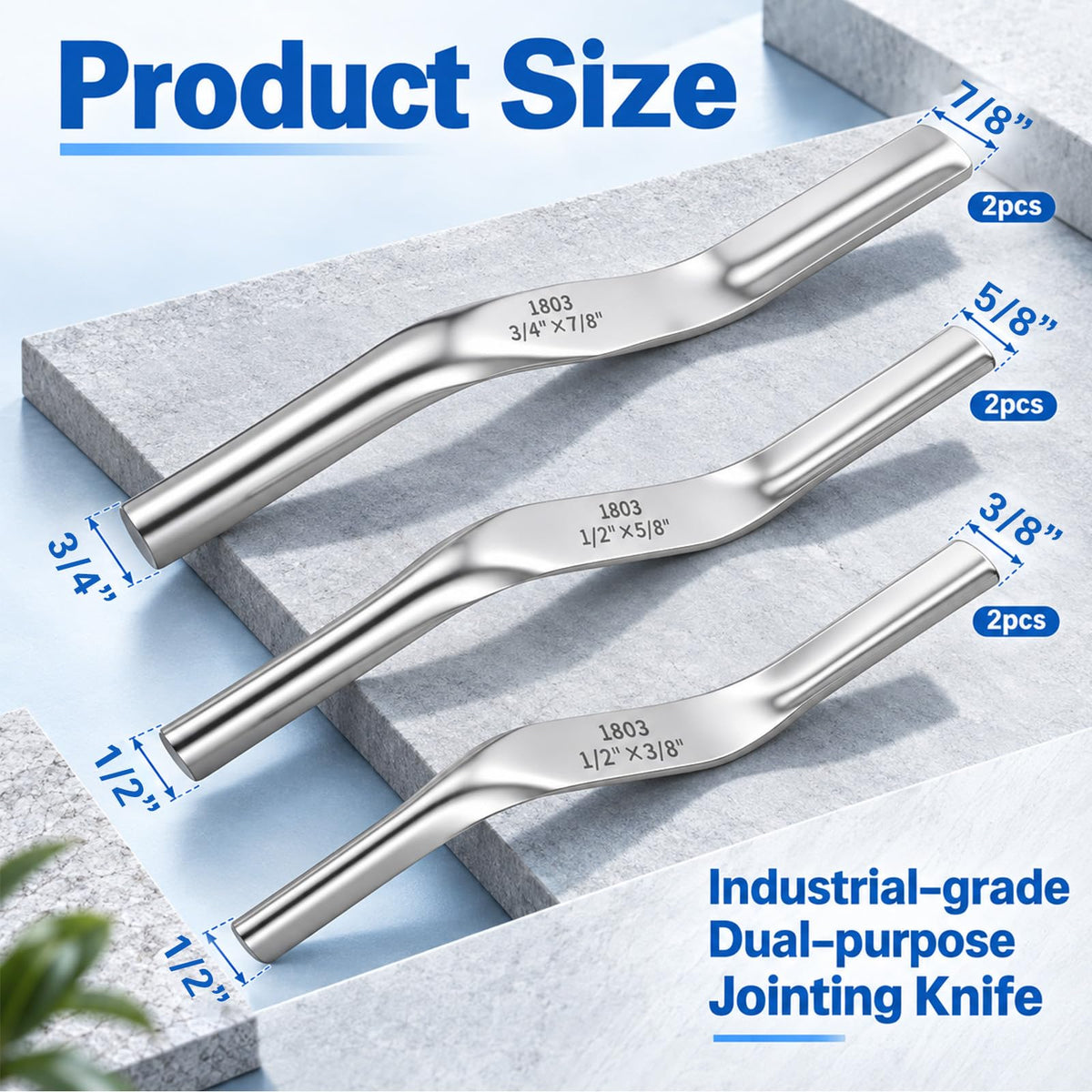 6 Pcs Tuck Pointing Tools, Stainless Steel Double Ended Brick Jointer