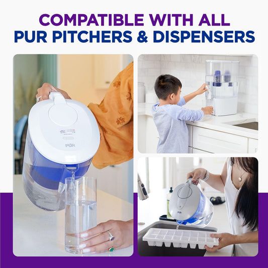 PUR Water Filters for Pitcher & Dispenser, Replacement Water Filter 4-Pack