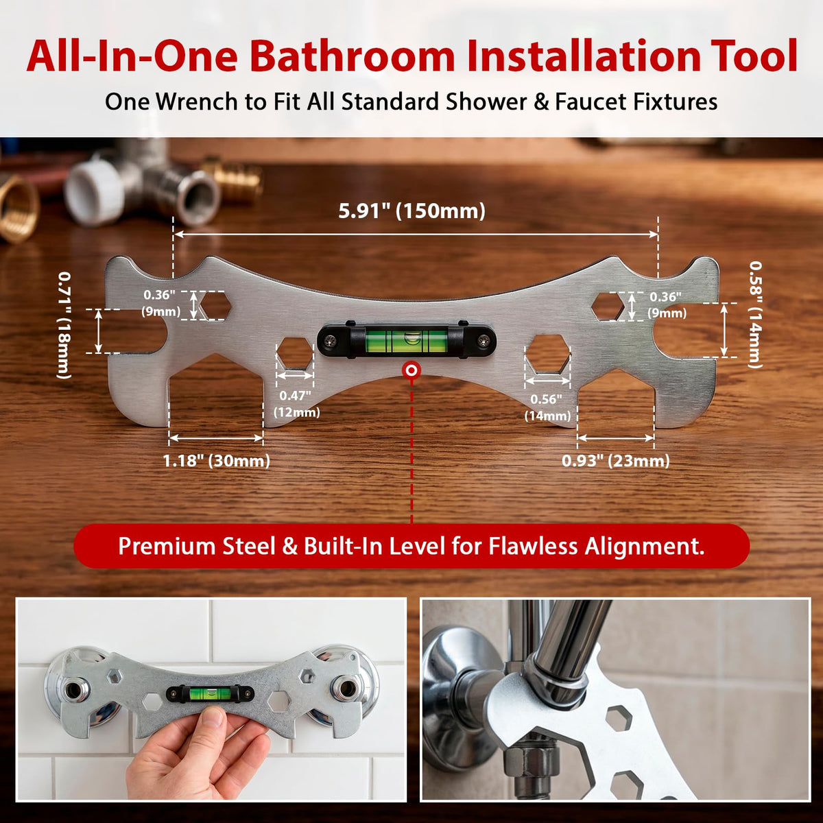 14PCS Plumbing Wrench Faucet Installation and Removal Tools, Under Sink Wrench Tool Set, Spring-Loaded Basin Wrench, Adjustable Wide-Jaw Wrench, Multifunctional Plumbing Tool for Kitchen & Bathroom