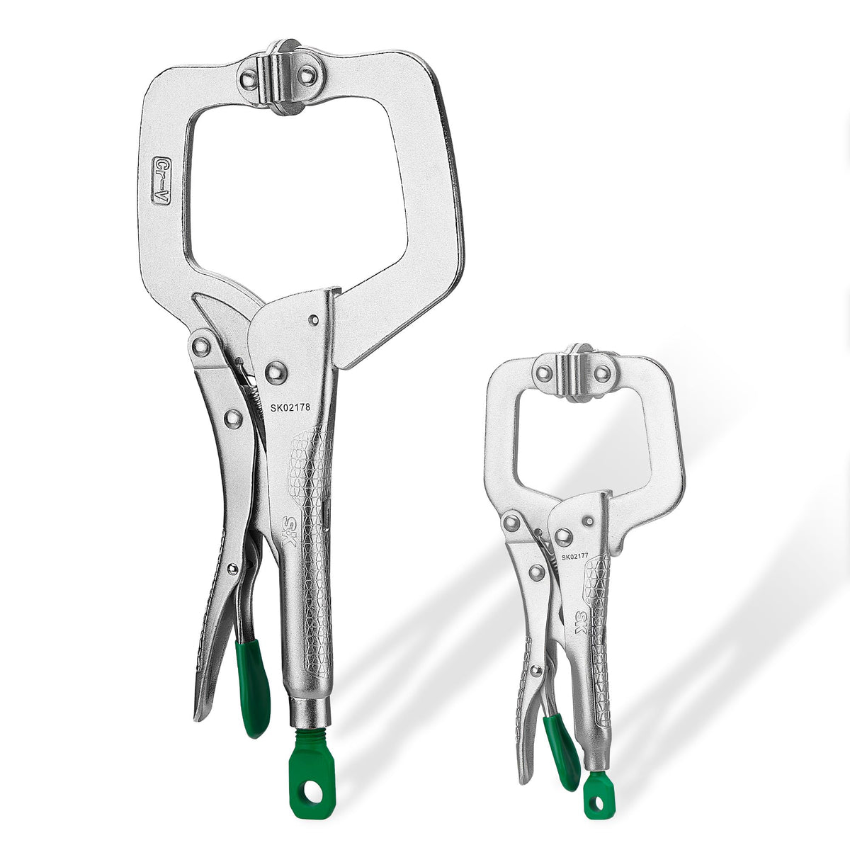 SK 2-Piece C-Clamp Locking Pliers Set, 6" & 11" Vice Grips with Swivel Pads