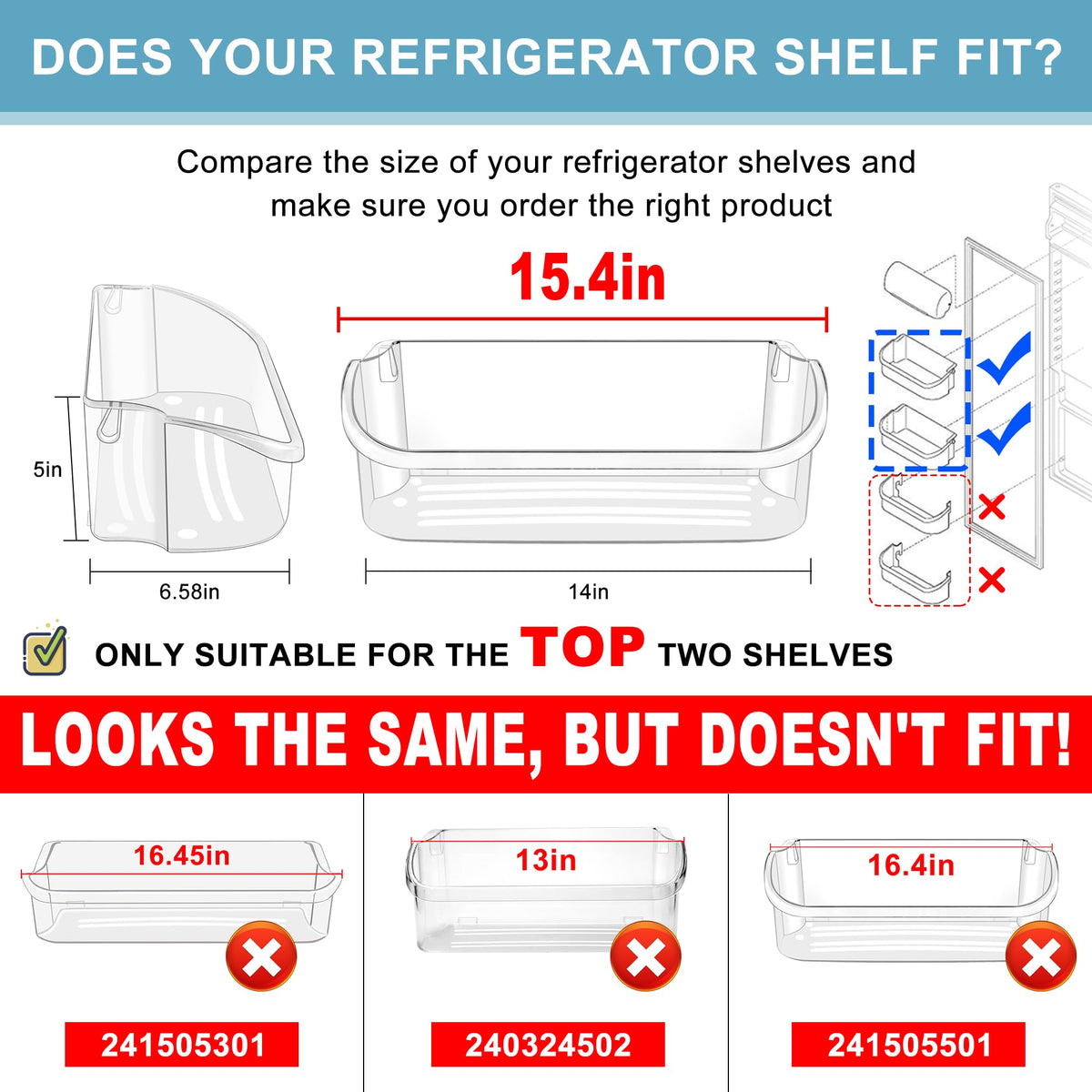 Upgraded 240356402 Refrigerator Door Bin (Length 1