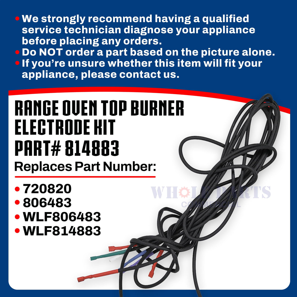 Whole Parts Upgraded Commercial Oven Top Burner Electrode Kit Part# 814883