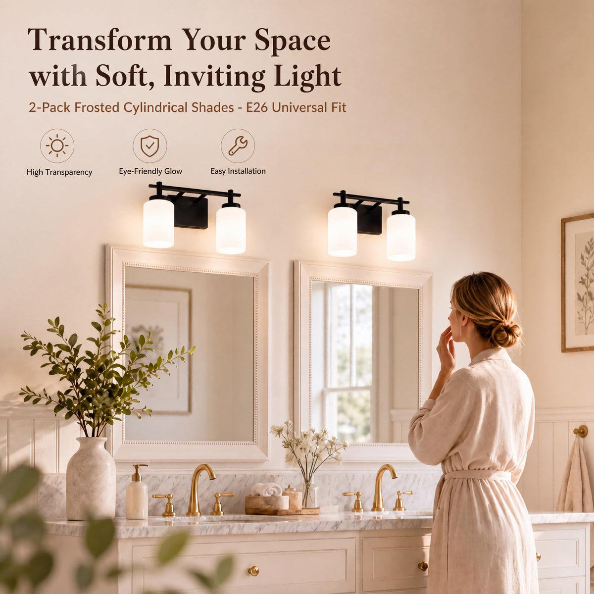 4 Pack White Frosted Plastic Shade, High transparency without dazzling eyes, 5.7 inch High, 4 inch Diameter, 1.65 inch Fitter, Replacement for Pendant Light Floor lamps Chandelier Wall Sconces