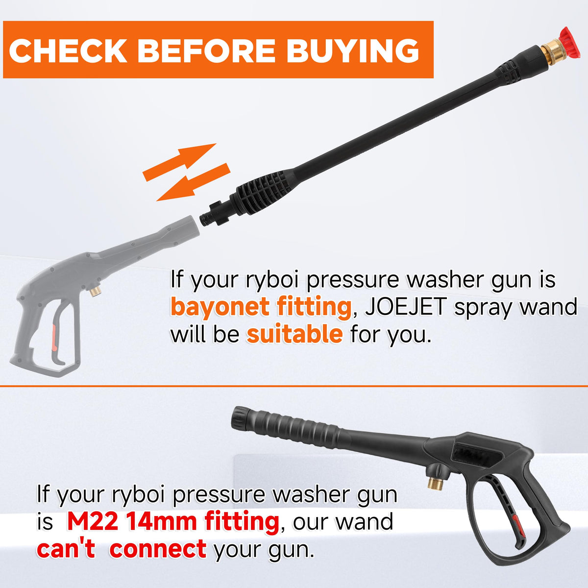 JOEJET Pressure Washer Replacement Wand and 5 Nozzle Tips