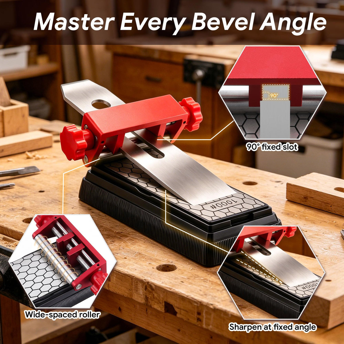 Dreyoo Diamond Chisel Sharpening Stone Kit for Woodworking Chisels