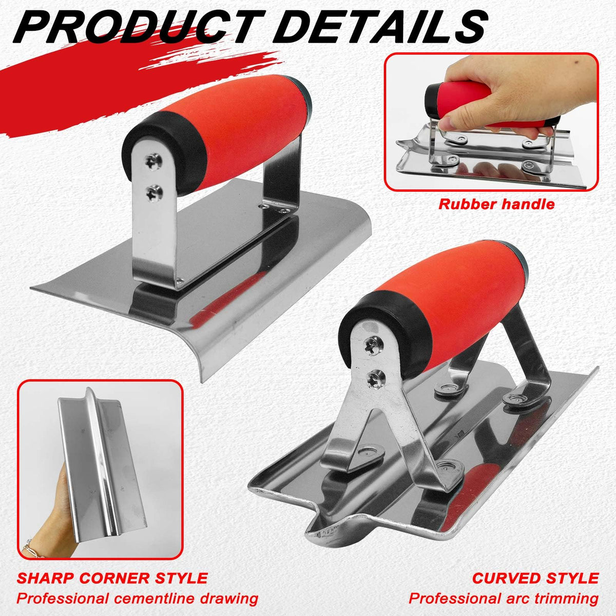 Hubaow 4 PCS Concrete Tool Set, Finishing & Gauging Trowel, Edger Groover