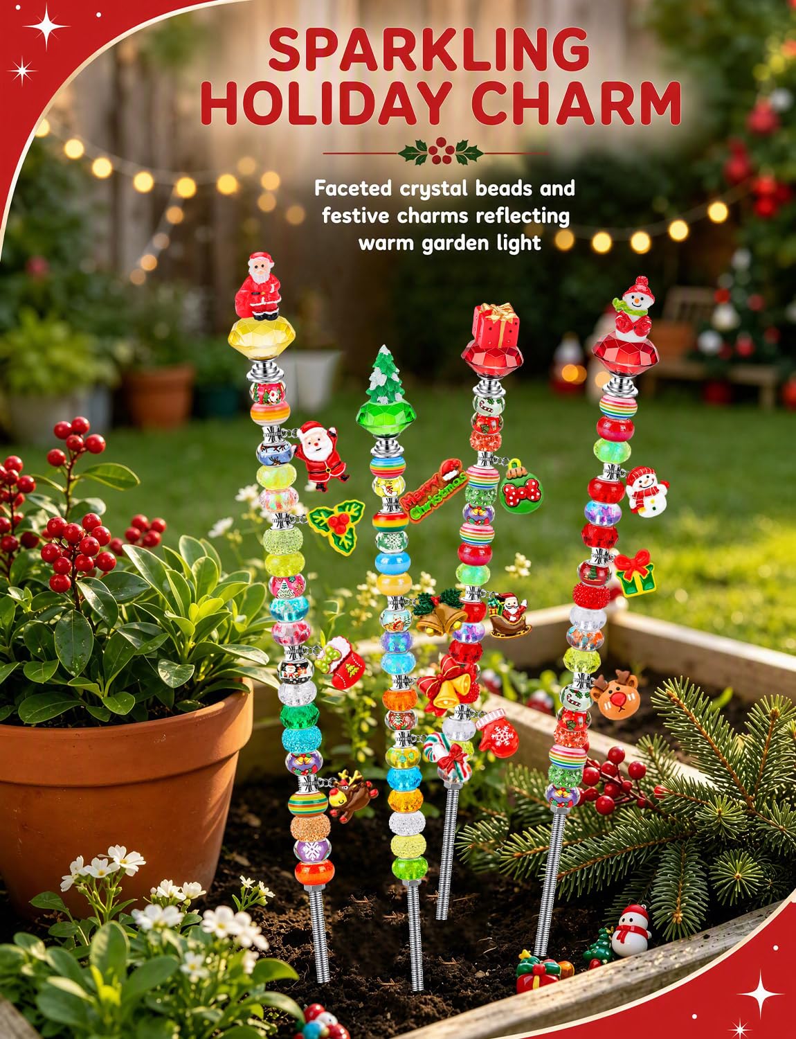 Christmas Beaded Garden Stakes, 12 in Fairy Wand Garden Stake Beads Kits