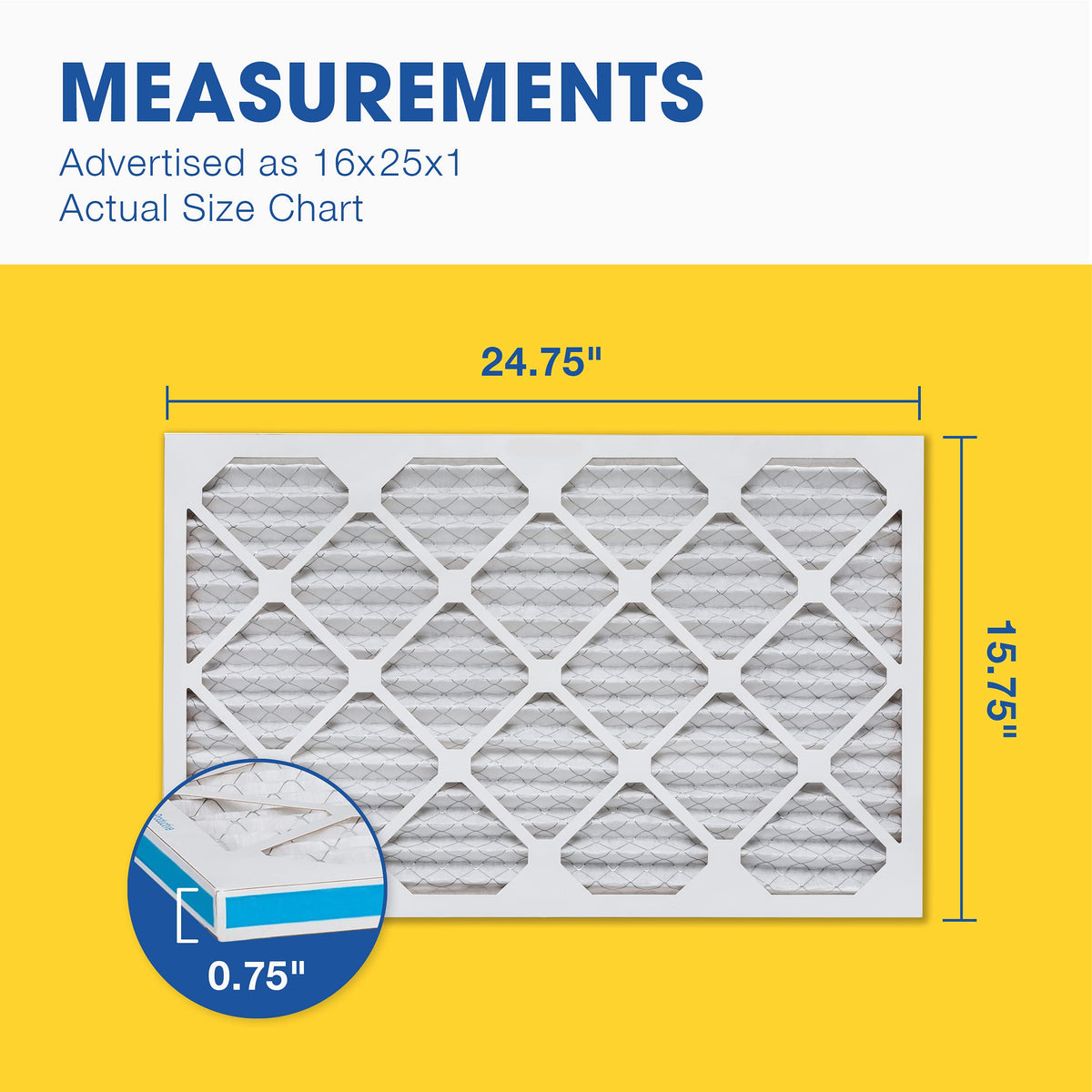 Aerostar Air Filter 16x25x1 MERV 8 AC Filter, HVAC, Furnace Filter, 4 Pack