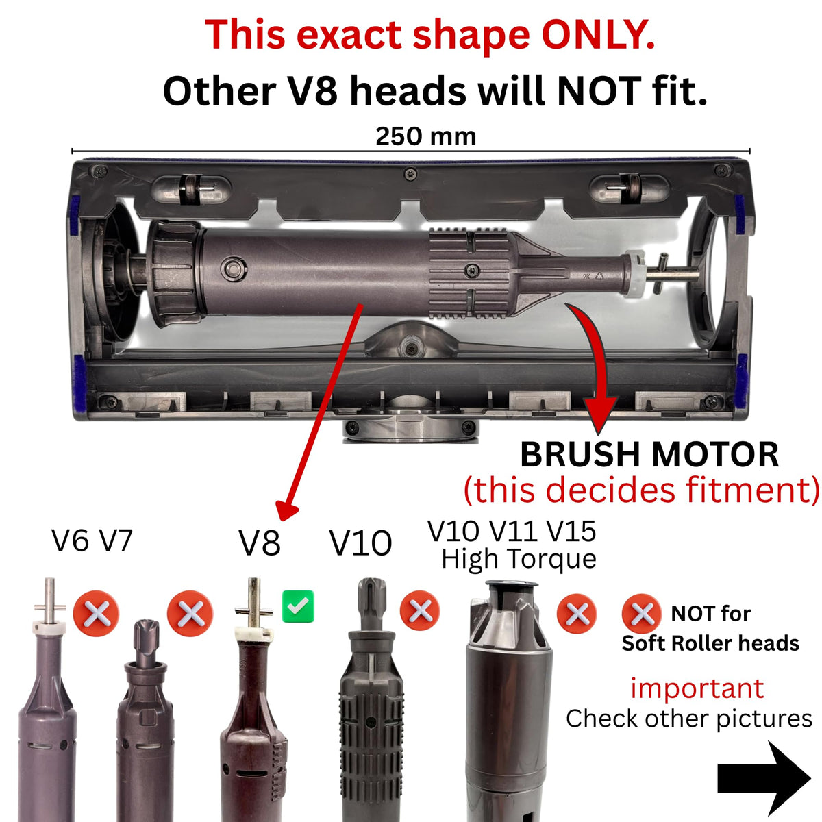 TRUVARO Roller Brush Bar Roll & Brush End Cap Compatible with Dyson V8
