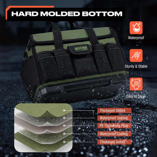 HISEA 16-Inch Tool Bag for Men, Tool Box Organizer with Magnetic Light