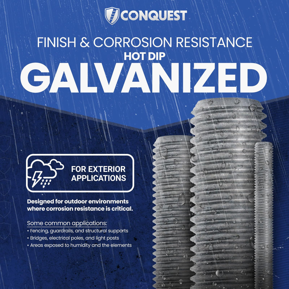 Conquest Grade 55 Hot Dip Galvanized Threaded Rod 3/4"-10 x 18