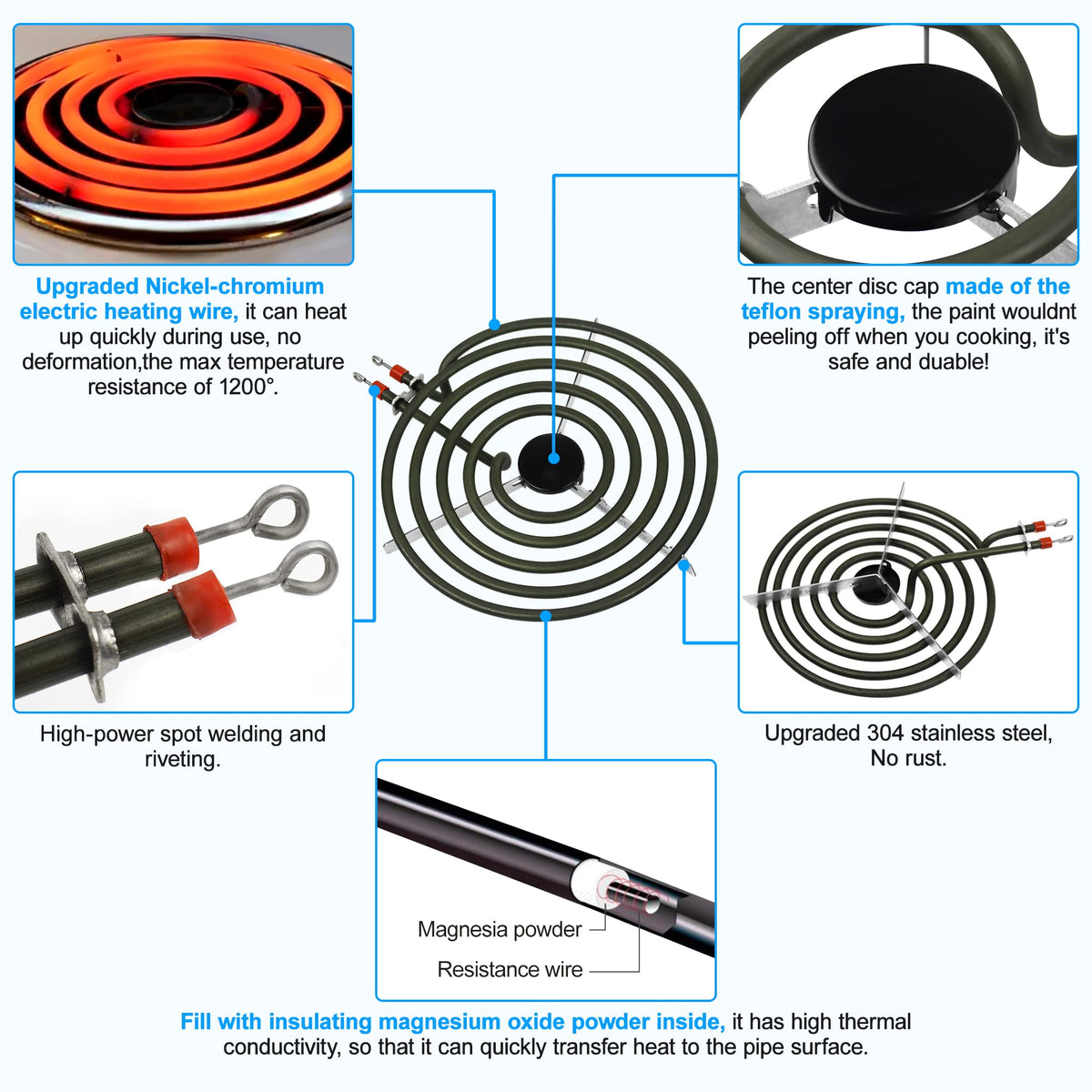 S-Union 4Pack MP22YA Electric Stove Burner Element For Whirlpool Stove Coil