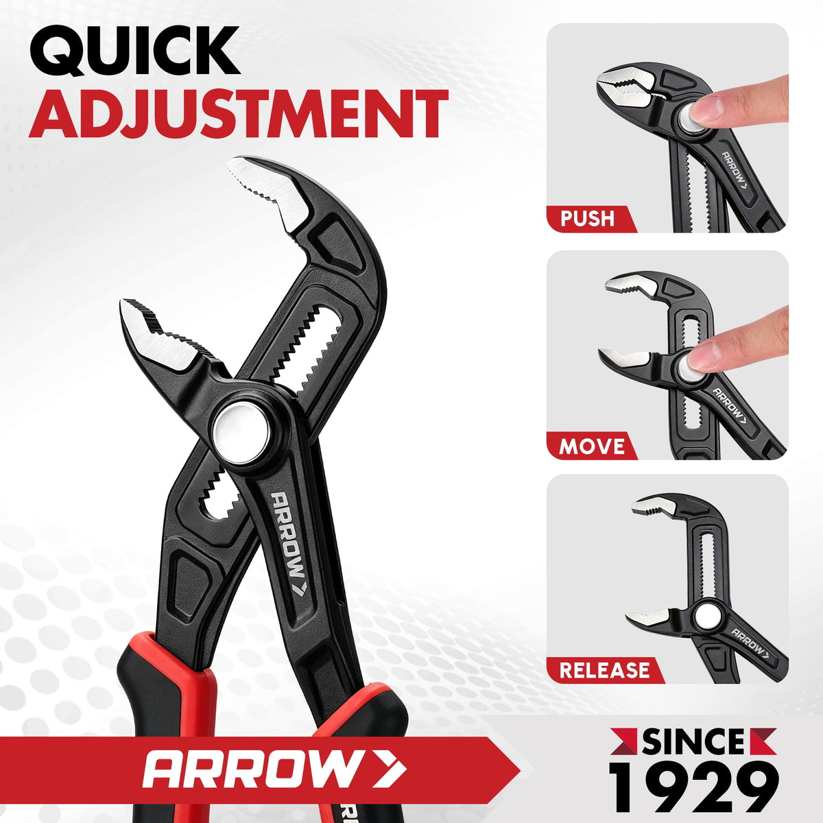 ARROW 2-Piece Quick Adjustable Groove Joint Pliers (8" & 10")