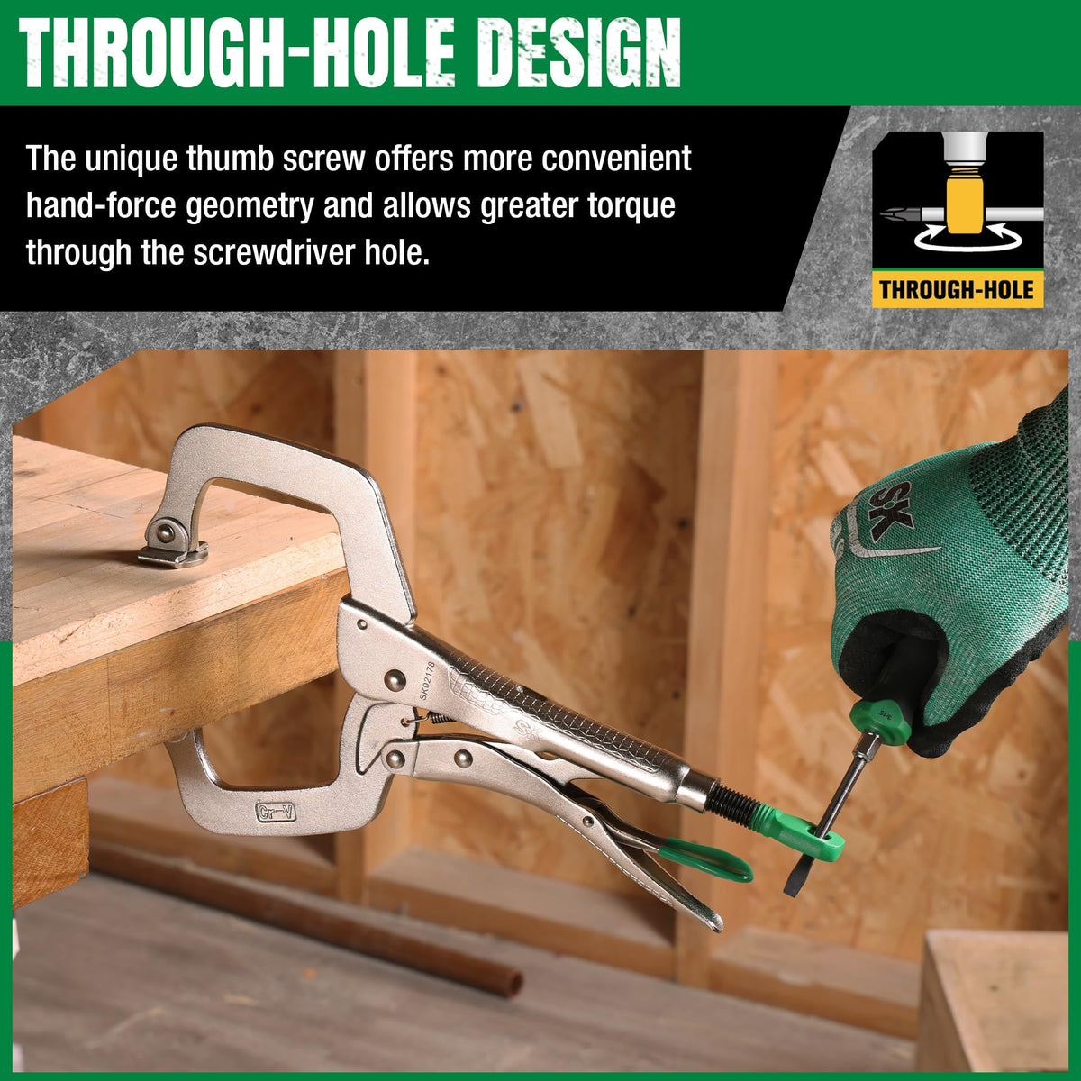 SK 2-Piece C-Clamp Locking Pliers Set, 6" & 11" Vice Grips with Swivel Pads