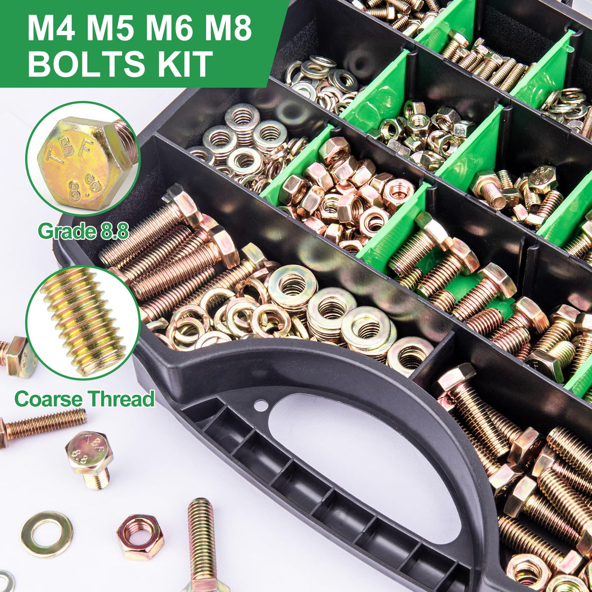 FOLIV 907pcs Grade 8.8 Metric Bolt Assortment