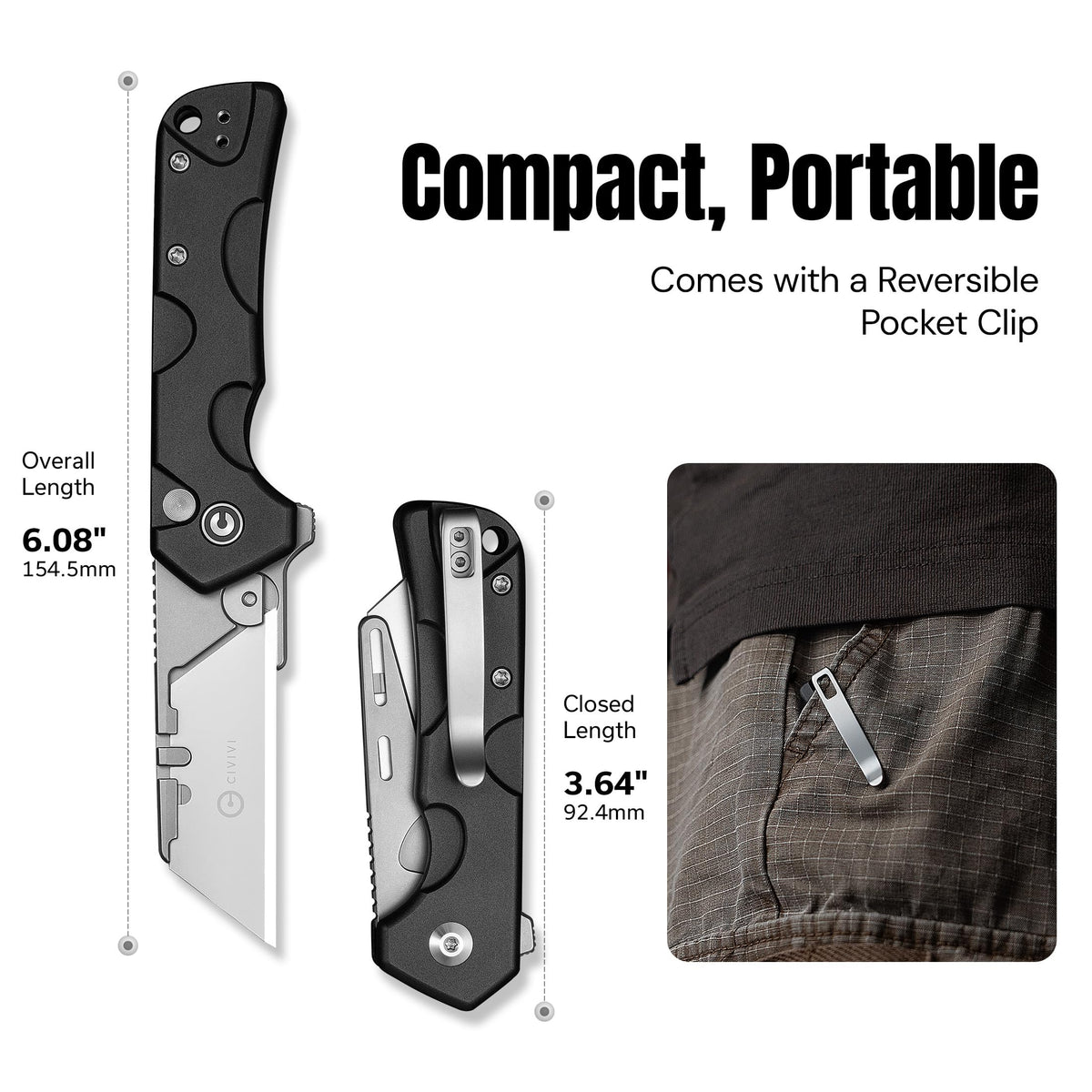 CIVIVI Folding Utility Knife Box Cutter, Quick Change Blade C24041F-1
