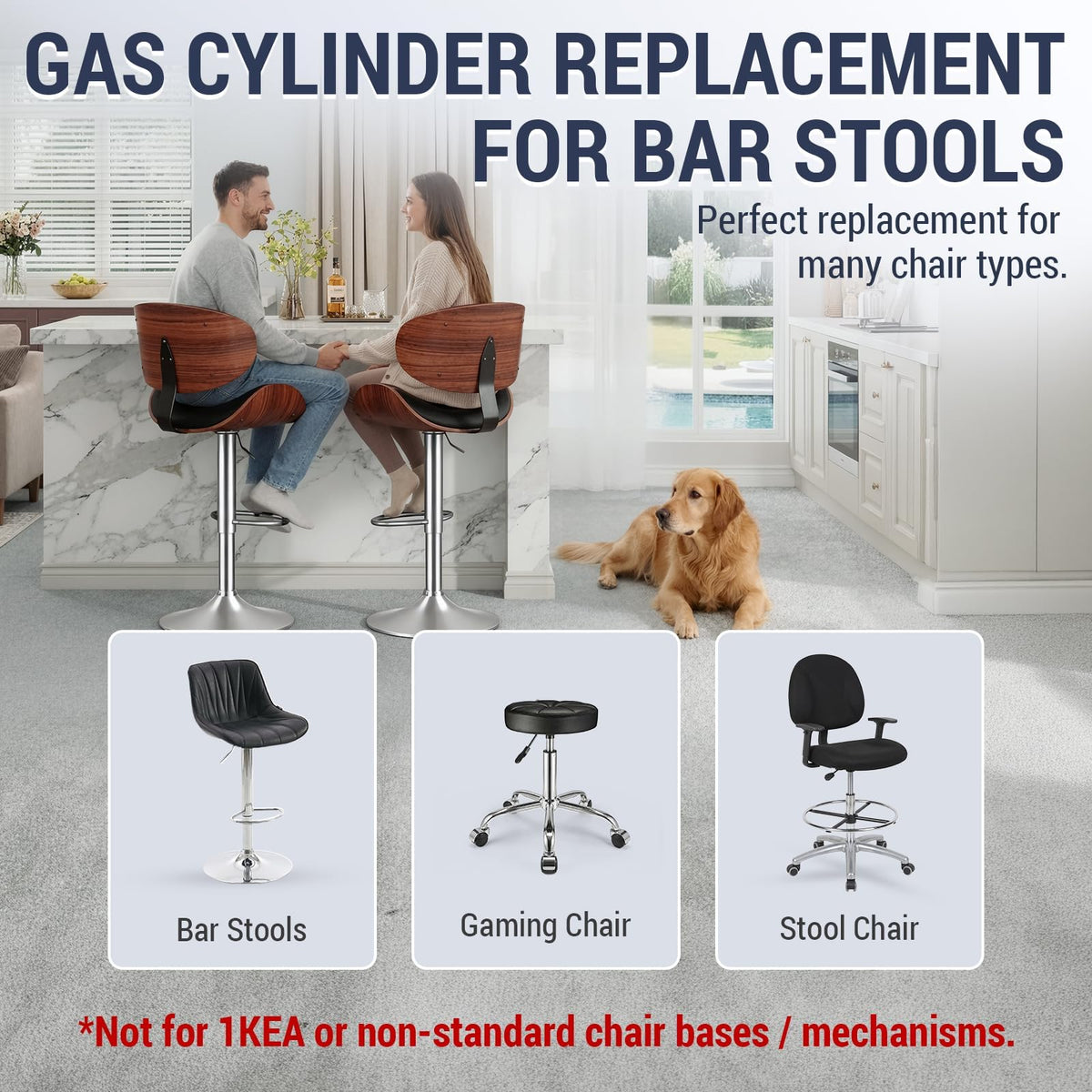 MASTERY MART 19.5" to 28" Adjustable Gas Lift Cylinder Replacement, Heavy Duty 1000 Lbs Hydraulic Pneumatic Shock, Chair Height Extender for Bar Stool, Office Chair Cylinder Replacement