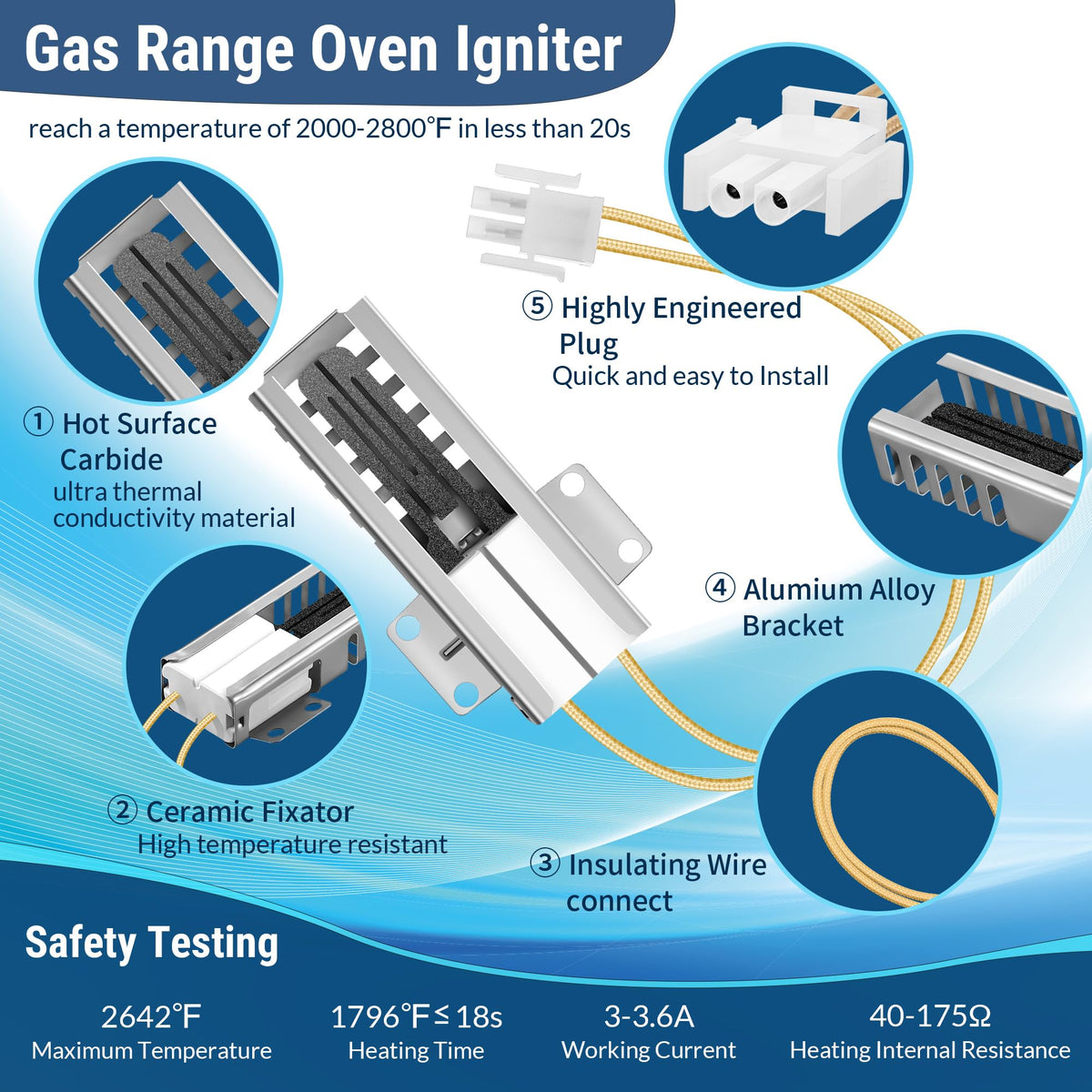2 Pcs Gas Oven Igniter Compatible with WB13K21, IG9998, AP2020569 PS231280