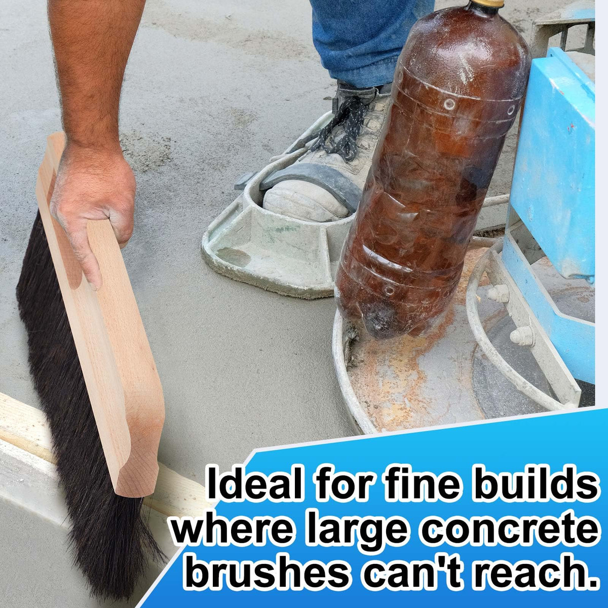 Singhoow 2 Pcs Concrete Brush Horsehair Bristles 12 Inch Length Masonry Brush Wood Backed Concrete Broom for Masonry and Mortar Work Black Horsehair Fibers